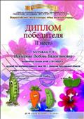  II место Диплом победителя  во Всероссийском смотре - конкурсе  "Наш весёлый огород" 